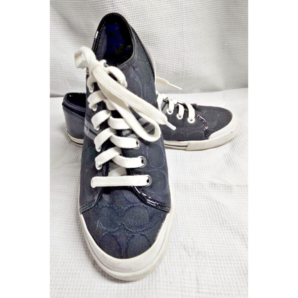 COACH Folly women signature patent canvas sneakers Sz 8.5B